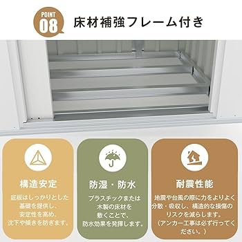 Amazon | BNSPLY 物置 屋外 倉庫 高さ180cm 引き戸/窓あり小屋